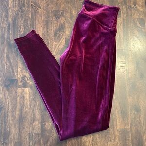 SPANX Burgundy Velour Leggings